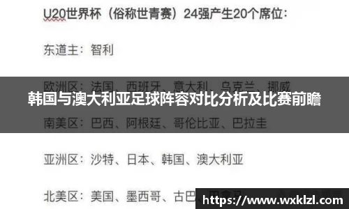 韩国与澳大利亚足球阵容对比分析及比赛前瞻